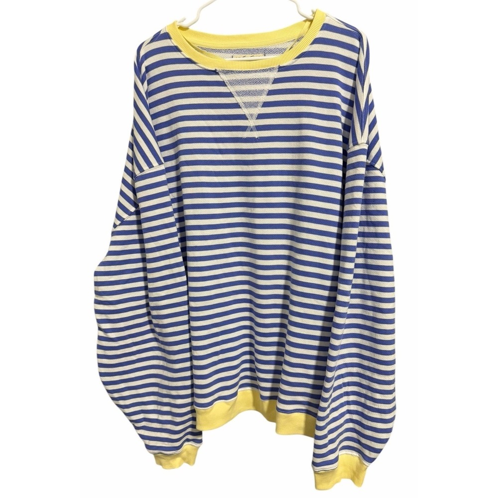 We The Free x Free People Classic Striped Crew Cobalt Combo Women's Size XL
